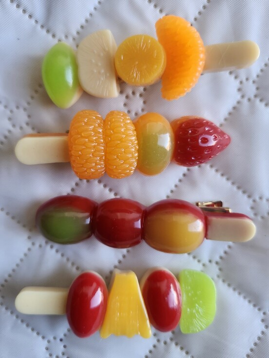 Accessories - Fruit Hair Clips - Colorful Red, Orange, Green